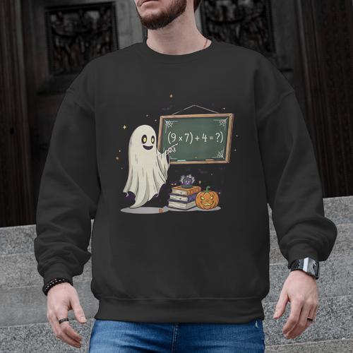 67 Teacher Halloween Ghost Six Seven Meme Math Joke Men Graphic Sweatshirt - teacherstshirts.com