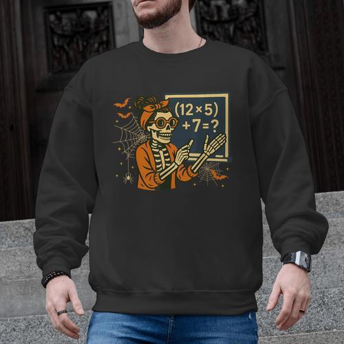 67 Teacher Halloween Skeleton Six Seven Meme Math Men Graphic Sweatshirt - teacherstshirts.com AU