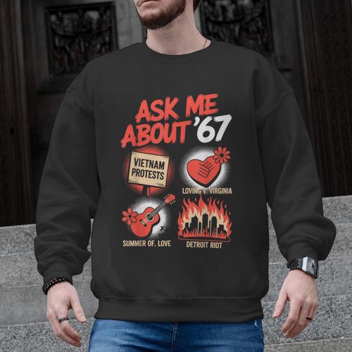 67 History Teacher Teacher 6 7 Overuse '67 Men Graphic Sweatshirt - teacherstshirts.com AU