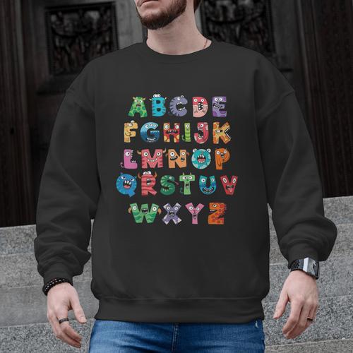 ABC Cute Monster Alphabet Halloween Teacher Costume Kids Men Graphic Sweatshirt - teacherstshirts.com UK