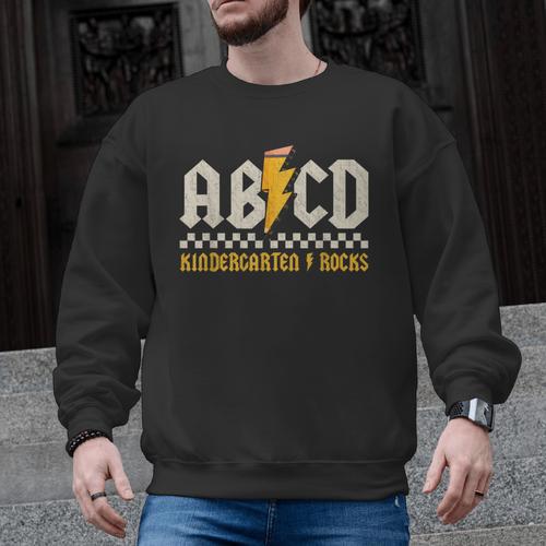 ABCD Kindergarten Rocks Pencil Lightning Students Teachers Men Graphic Sweatshirt - teacherstshirts.com