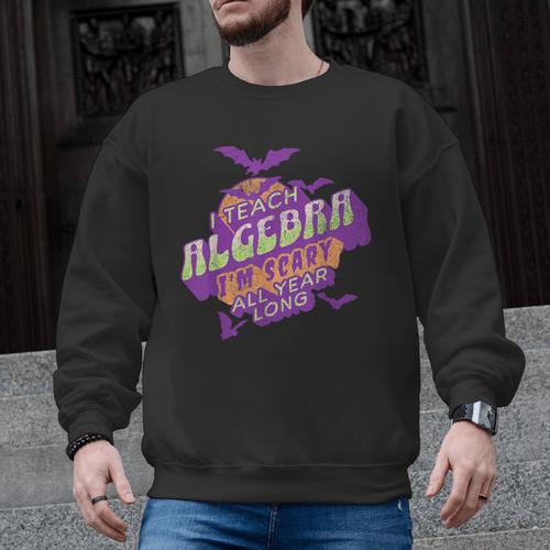 Algebra Teacher Halloween Spooky Ghost Math Mathematics Grad Men Graphic Sweatshirt - teacherstshirts.com