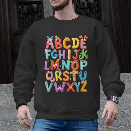 Alphabet A-Z ABC Kids Back To School Pre K Teachers Men Graphic Sweatshirt - teacherstshirts.com CA