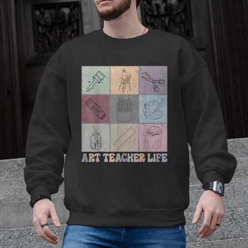 Art Teacher Life Retro Groovy Teaching Future Artists Men Graphic Sweatshirt - teacherstshirts.com UK