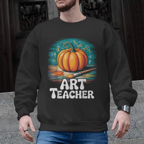 Art Teacher Pumpkin Painting Halloween Costume Men Graphic Sweatshirt - teacherstshirts.com
