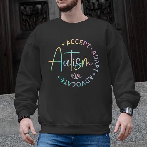 Autism Awareness Accept Adapt Advocate Autism Mom Teacher Men Graphic Sweatshirt - teacherstshirts.com DE