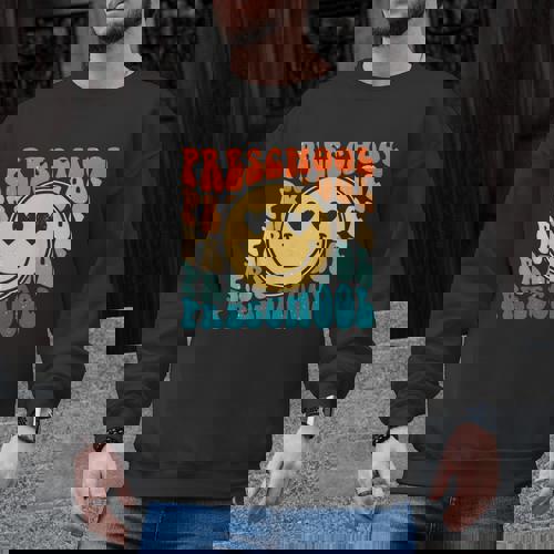 Back To School Groovy Smile Preschool Teachers Students Kids Men Graphic Sweatshirt - teacherstshirts.com