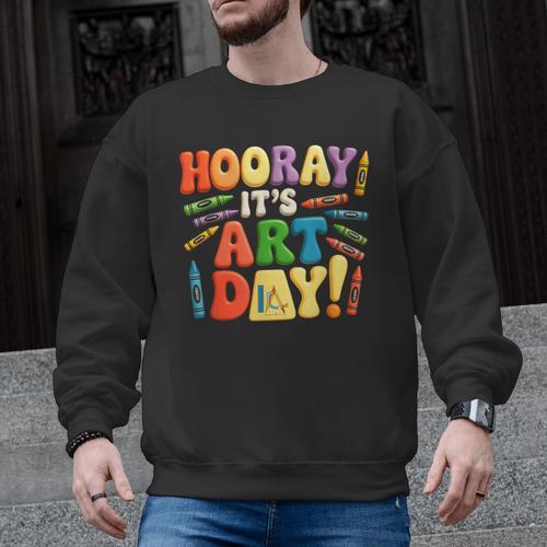 Back To School Hooray It's Art Day Art Teacher Artist Men Graphic Sweatshirt - teacherstshirts.com UK