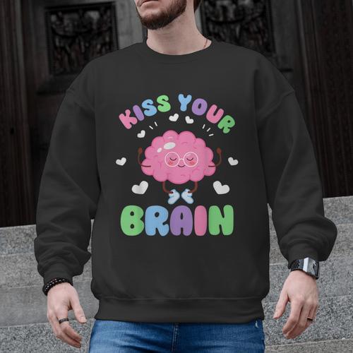 Back To School Kiss Your Brain Cute Teacher Appreciation Men Graphic Sweatshirt - teacherstshirts.com