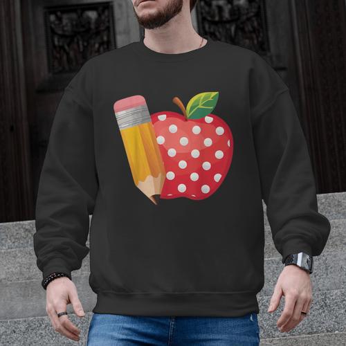 Back To School Pencil And Apple Teacher Student Men Graphic Sweatshirt - teacherstshirts.com UK