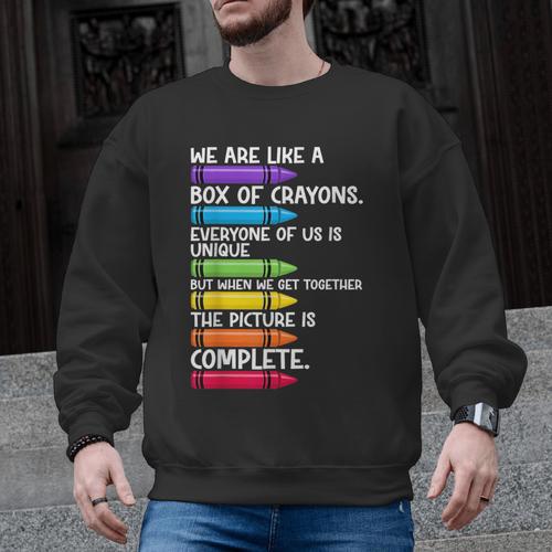 Back To School Teacher We Are Like A Box Of Crayons Men Graphic Sweatshirt - teacherstshirts.com