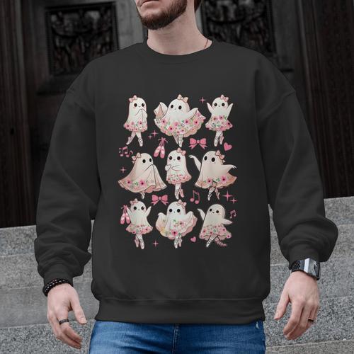Ballet Ghost Ballet Dancer Spooky Dance Halloween Teacher Men Graphic Sweatshirt - teacherstshirts.com AU
