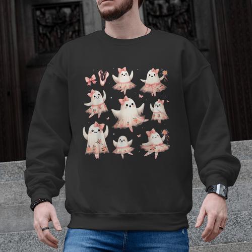 Ballet Ghost Ballet Dancer Spooky Dance Teacher Halloween Men Graphic Sweatshirt - teacherstshirts.com AU