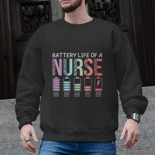 Battery Life Of A Nurse School Teacher Appreciation Men Graphic Sweatshirt - teacherstshirts.com UK