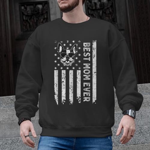 Best Boston Terrier Dog Mom Ever USA Flag For Men Women Kids Men Graphic Sweatshirt - Bostonterriersmerch.com