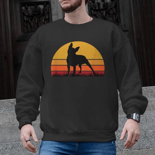 Boston Terrier Bostie Sunset Retro Dog Pet Mom Dad Men Graphic Sweatshirt - Bostonterriersmerch.com