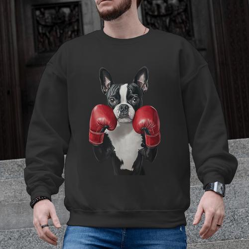 Boston Terrier Boxing Men Graphic Sweatshirt - Bostonterriersmerch.com