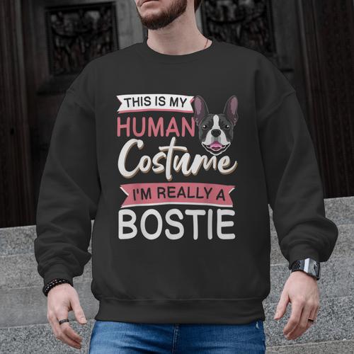 Boston Terrier Dog Bostie Halloween Costume Dog For Kids Men Graphic Sweatshirt - Bostonterriersmerch.com