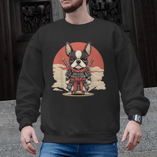 Boston Terrier Dog Japanese Style Samurai Dogs Men Graphic Sweatshirt - Bostonterriersmerch.com
