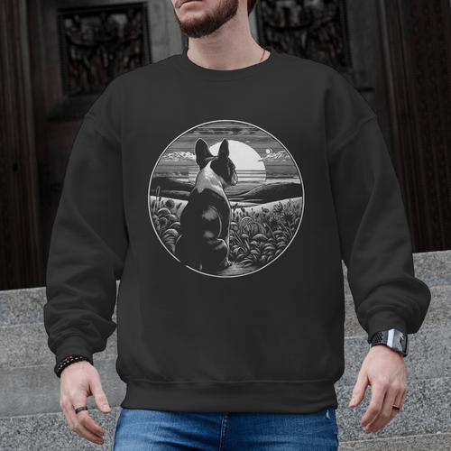 Boston Terrier Dog Nature Scene Graphic Art Men Women Girls Kids Men Graphic Sweatshirt - Bostonterriersmerch.com