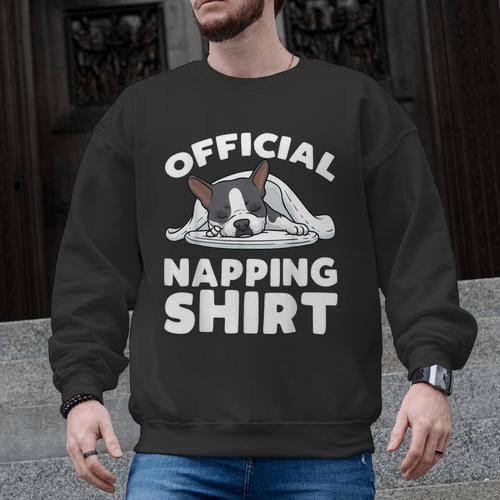 Boston Terrier Dog Official Sleeping Shirt Men Women Kids Men Graphic Sweatshirt - Bostonterriersmerch.com AU