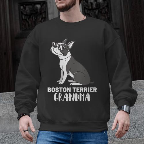 Boston Terrier Dog Owner Grandma Men Graphic Sweatshirt - Bostonterriersmerch.com