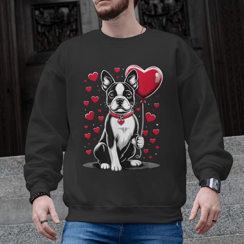 Boston Terrier Dog Valentine's Day Dog Owner Valentine Men Graphic Sweatshirt - Bostonterriersmerch.com AU