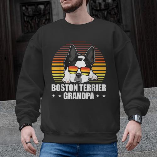 Boston Terrier Grandpa Dog Owner Boston Terrier Men Graphic Sweatshirt - Bostonterriersmerch.com