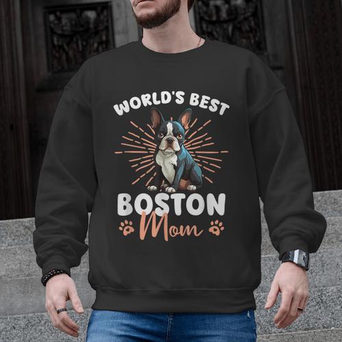 Boston Terrier Groovy World's Best Boston Mom Men Graphic Sweatshirt - Bostonterriersmerch.com