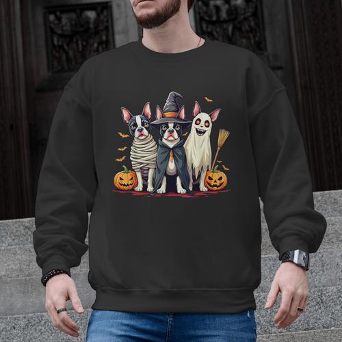 Boston Terrier Halloween Costume Mummy Witch Ghost Dog Lover For Men Women Kids Men Graphic Sweatshirt - Bostonterriersmerch.com