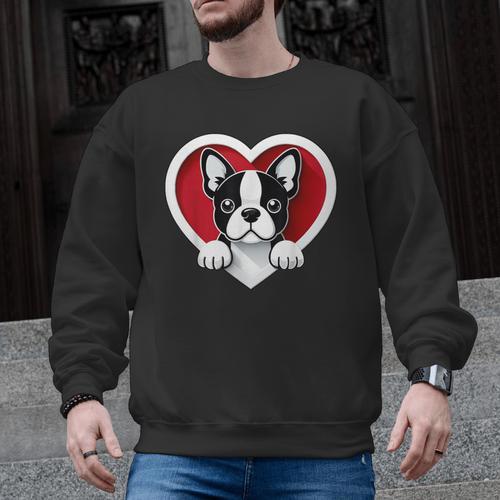 Boston Terrier Heart Cute Puppy Lover Or Dog Owner Men Graphic Sweatshirt - Bostonterriersmerch.com