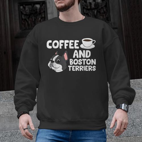 Boston Terrier Lover Coffee And Boston Terriers Men Graphic Sweatshirt - Bostonterriersmerch.com