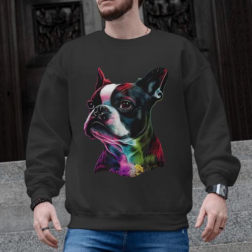 Boston Terrier Lovers Colorful Pop Art Boston Terrier Men Graphic Sweatshirt - Bostonterriersmerch.com CA