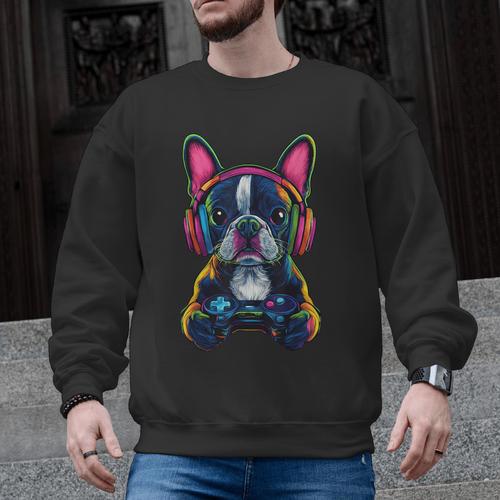 Boston Terrier Lovers Gaming Headphones Boston Terrier Men Graphic Sweatshirt - Bostonterriersmerch.com