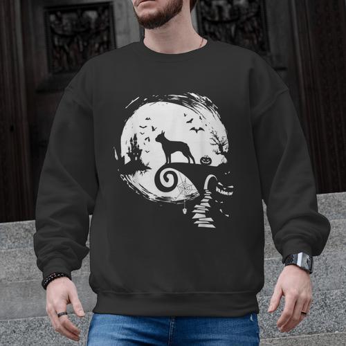 Boston Terrier And Moon Halloween Costume Dog Lover Men Graphic Sweatshirt - Bostonterriersmerch.com