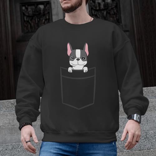 Boston Terrier In The Pocket Cute Boston Terrier Dog For Men Women Girls Kids Men Graphic Sweatshirt - Bostonterriersmerch.com