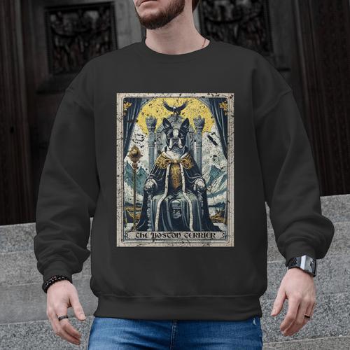 Boston Terrier Tarot Card Dog Men Graphic Sweatshirt - Bostonterriersmerch.com