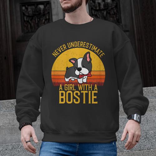 Boston Terrier Never Underestimate a Girl With a Bostie Men Graphic Sweatshirt - Bostonterriersmerch.com