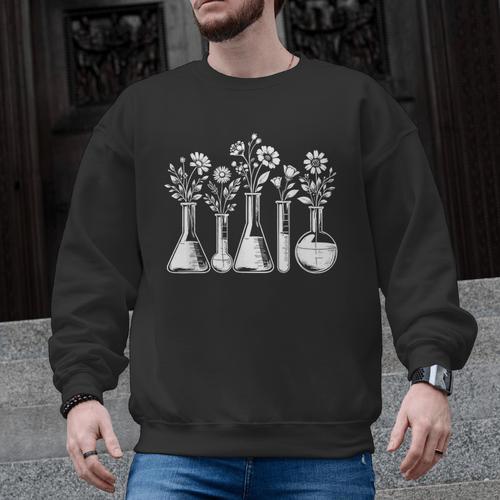 Botanical Beaker Science Teacher Floral Chemistry Lab Week Men Graphic Sweatshirt - teacherstshirts.com