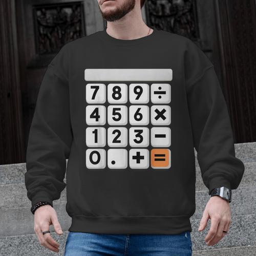 Calculator Easy Halloween Costume For Math Teacher Men Graphic Sweatshirt - teacherstshirts.com