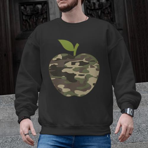 Camo Apple Camouflage Clothing School Student Camo Teacher Men Women Kids Men Graphic Sweatshirt - teacherstshirts.com CA
