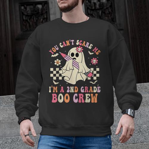 You Can't Scare Me Im A 2nd-Grade Boo Crew Teacher Halloween Men Graphic Sweatshirt - teacherstshirts.com AU
