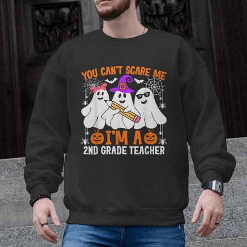 You Can't Scare Me I'm A 2nd Grade Teacher Halloween Men Graphic Sweatshirt - teacherstshirts.com