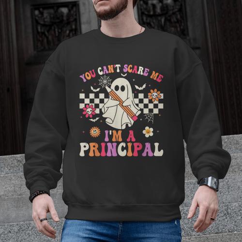 You Can't Scare Me I'm a Principal Halloween Teacher Men Graphic Sweatshirt - teacherstshirts.com AU