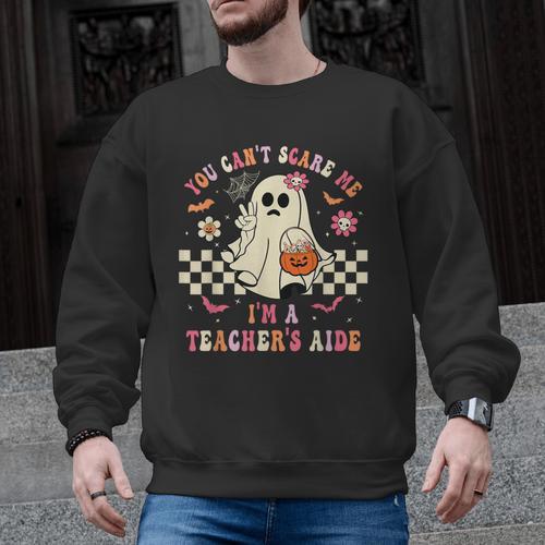 You Can't Scare Me I'm A School Teacher's Aide Halloween Men Graphic Sweatshirt - teacherstshirts.com AU