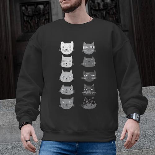 Cat Themed Artist Value Scale Educational Art Teacher Men Graphic Sweatshirt - teacherstshirts.com