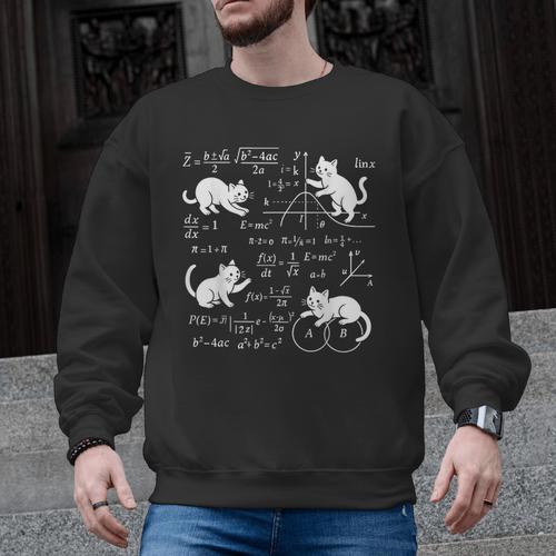 Cats And Math Lover Cat Lover Science Teacher Student Men Graphic Sweatshirt - teacherstshirts.com AU