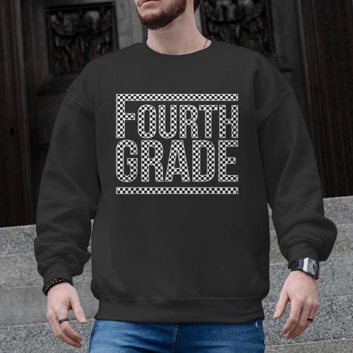 Checkered Fourth Grade Teacher Team Crew Back To School Men Graphic Sweatshirt - teacherstshirts.com AU