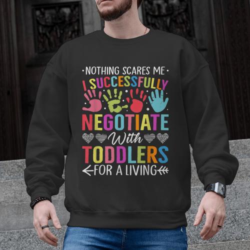 Childcare Teacher Negotiate With Toddlers Daycare Provider Men Women Girls Kids Men Graphic Sweatshirt - teacherstshirts.com