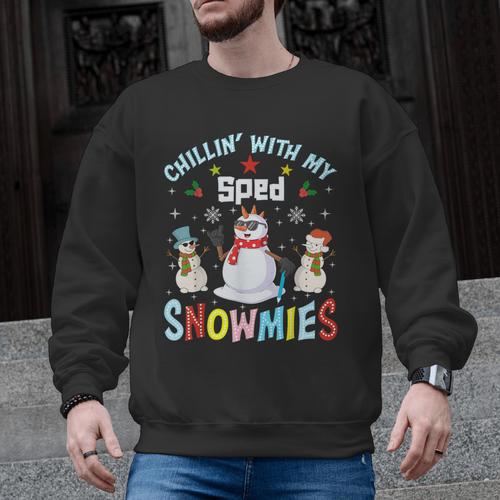 Chillin With My Sped Snowmies Teacher Student Christmas Men Graphic Sweatshirt - teacherstshirts.com DE